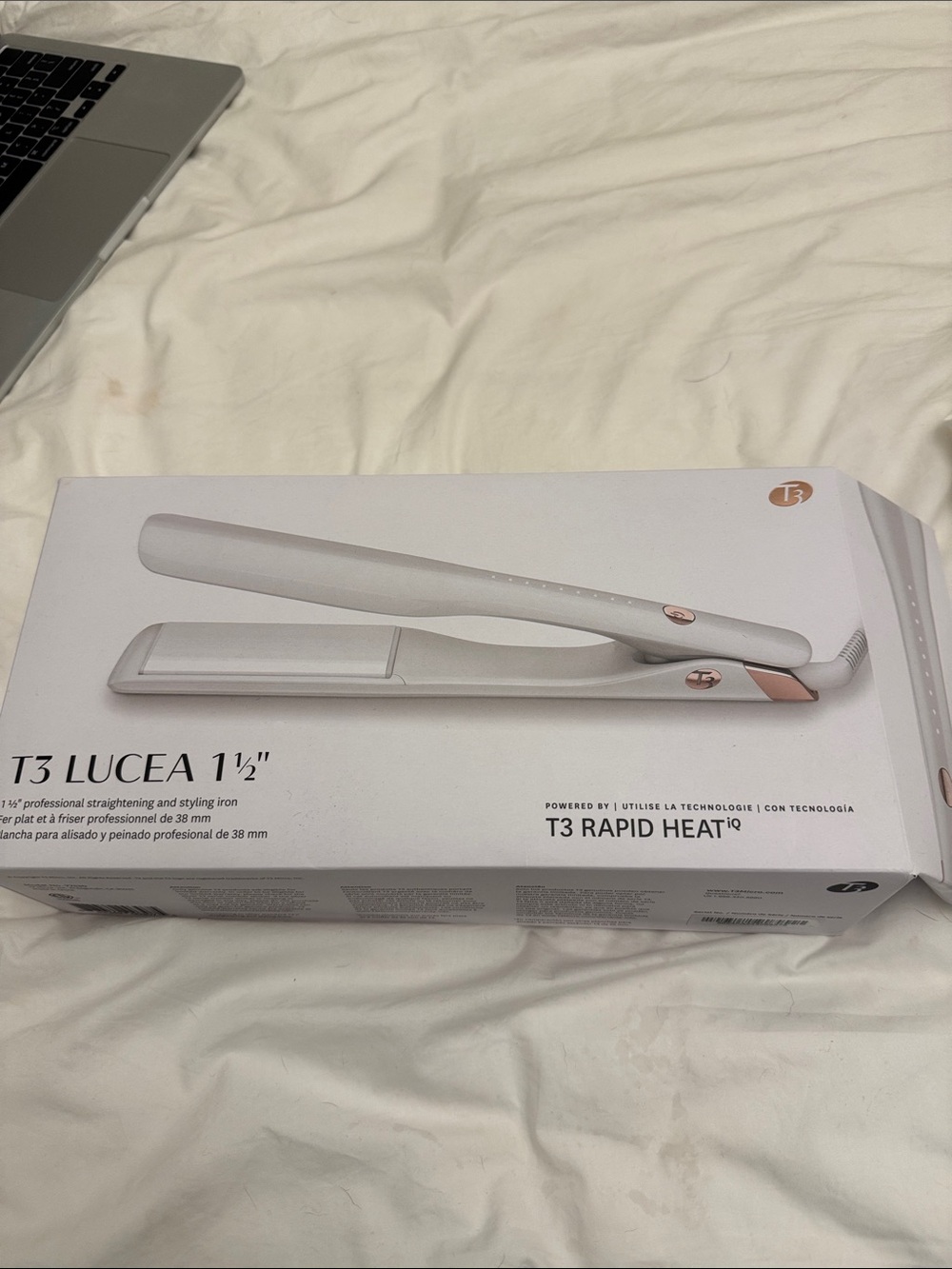 T3 Lucea 1½" White with Rose Gold Accent Professional Flat Iron